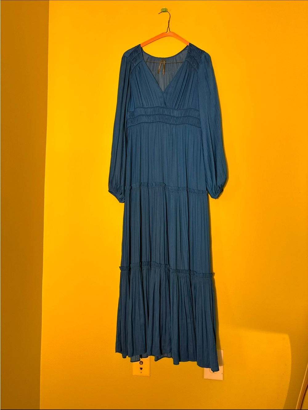 Anthropologie Boho Festival blue maxi dress